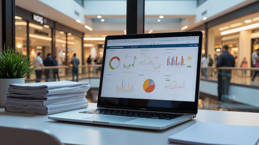 零售业AI分析系统界面,销售数据可视化,客户行为分析,现代化商业分析平台,数据图表展示